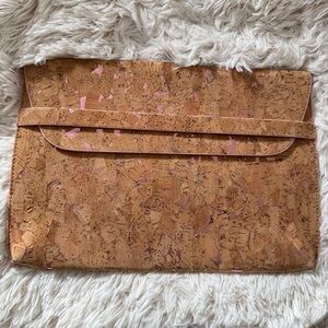 Anthropologie Metallic Cork Envelope Clutch Bag iPad Case